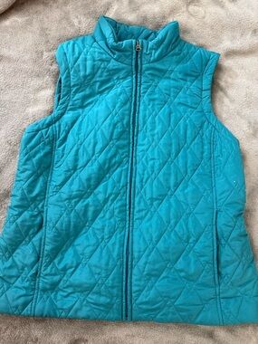 Large Blue Croft & Barrow Full Zip Quilted Vest